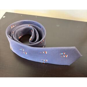 Crewcuts Boy's 100%‎ Silk Tie Blue Gray Sailboats Nautical Sizes 2-7 42" Long